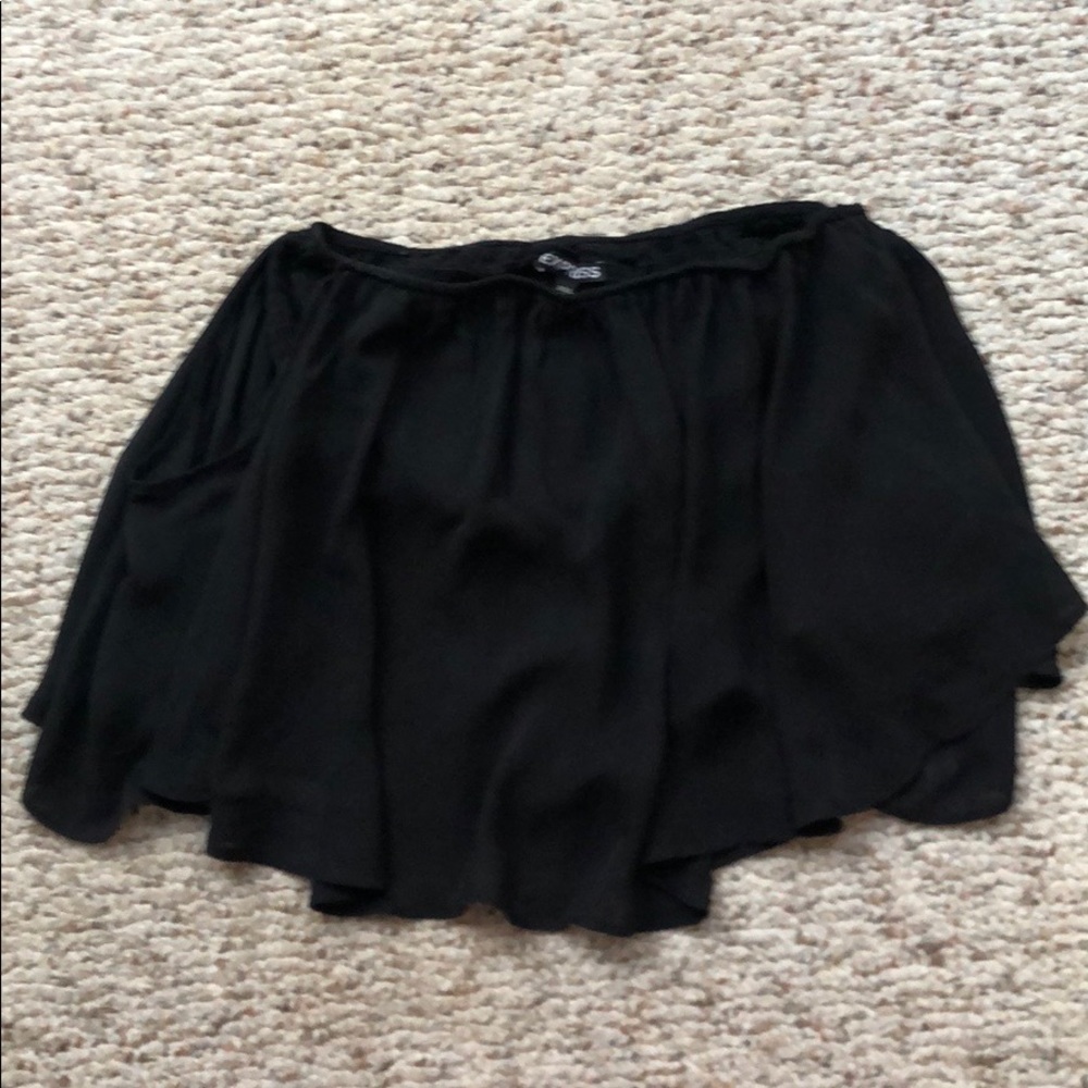 Express Chiffon Black Off-Shoulder Women's Top - Picture 3 of 7